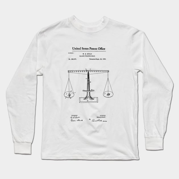 Scales of Justice Patent Black Long Sleeve T-Shirt by Luve